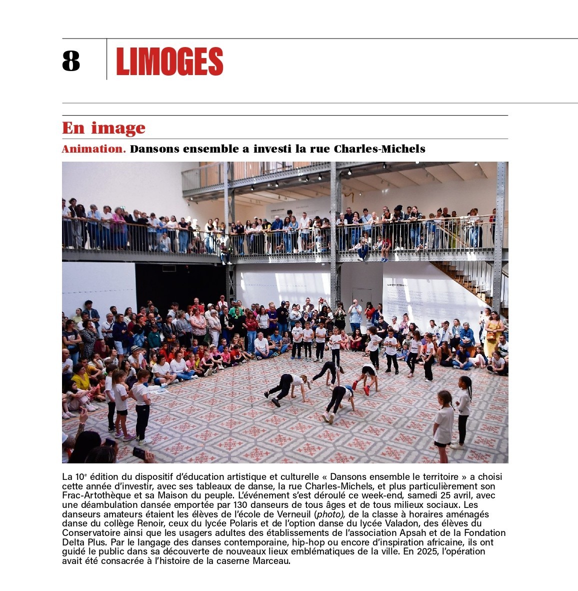 Article du Populaire du Centre - Les usagers de l’EANM sur scène pour « Dansons ensemble »